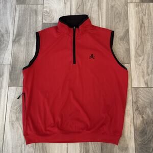 Zero Restriction Tour Series 1/4 Zip Golf Airflow Vest Jacket Men Sz XL Red Logo